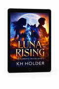 E-book cover of 'Luna Rising' by KH Holder on a tablet screen.